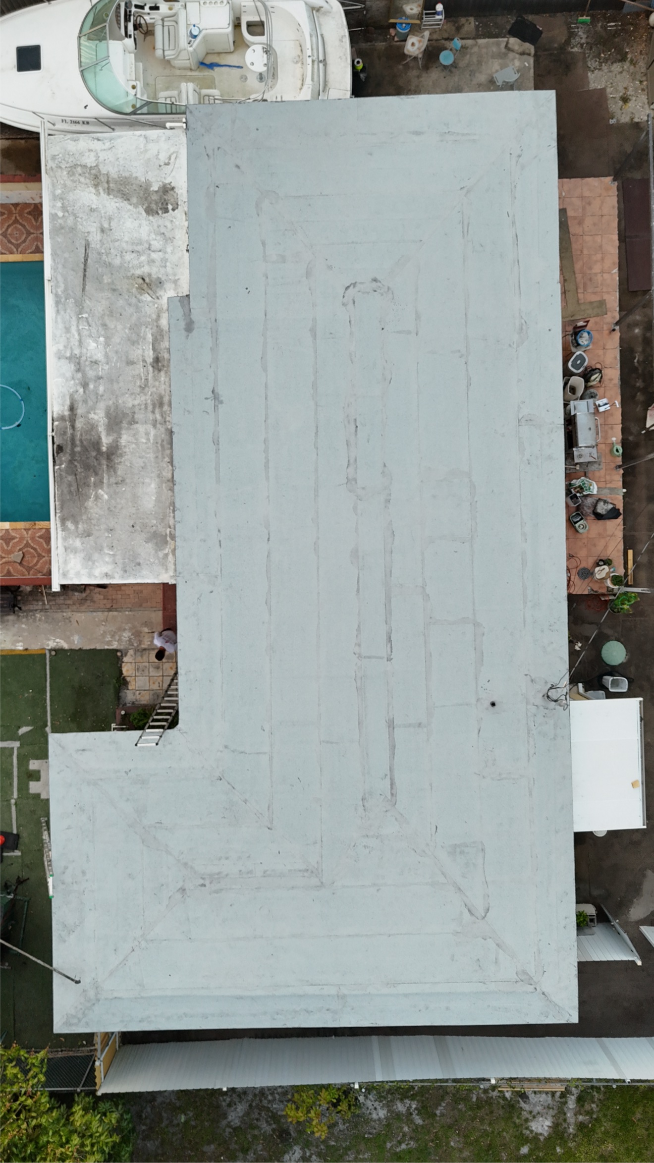 Aerial of a finished flat roof on a home