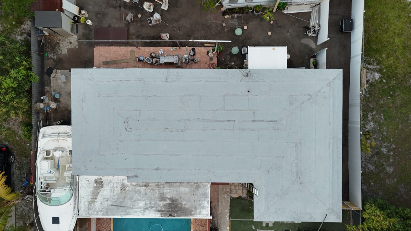 Aerial of a finished flat roof on a large building