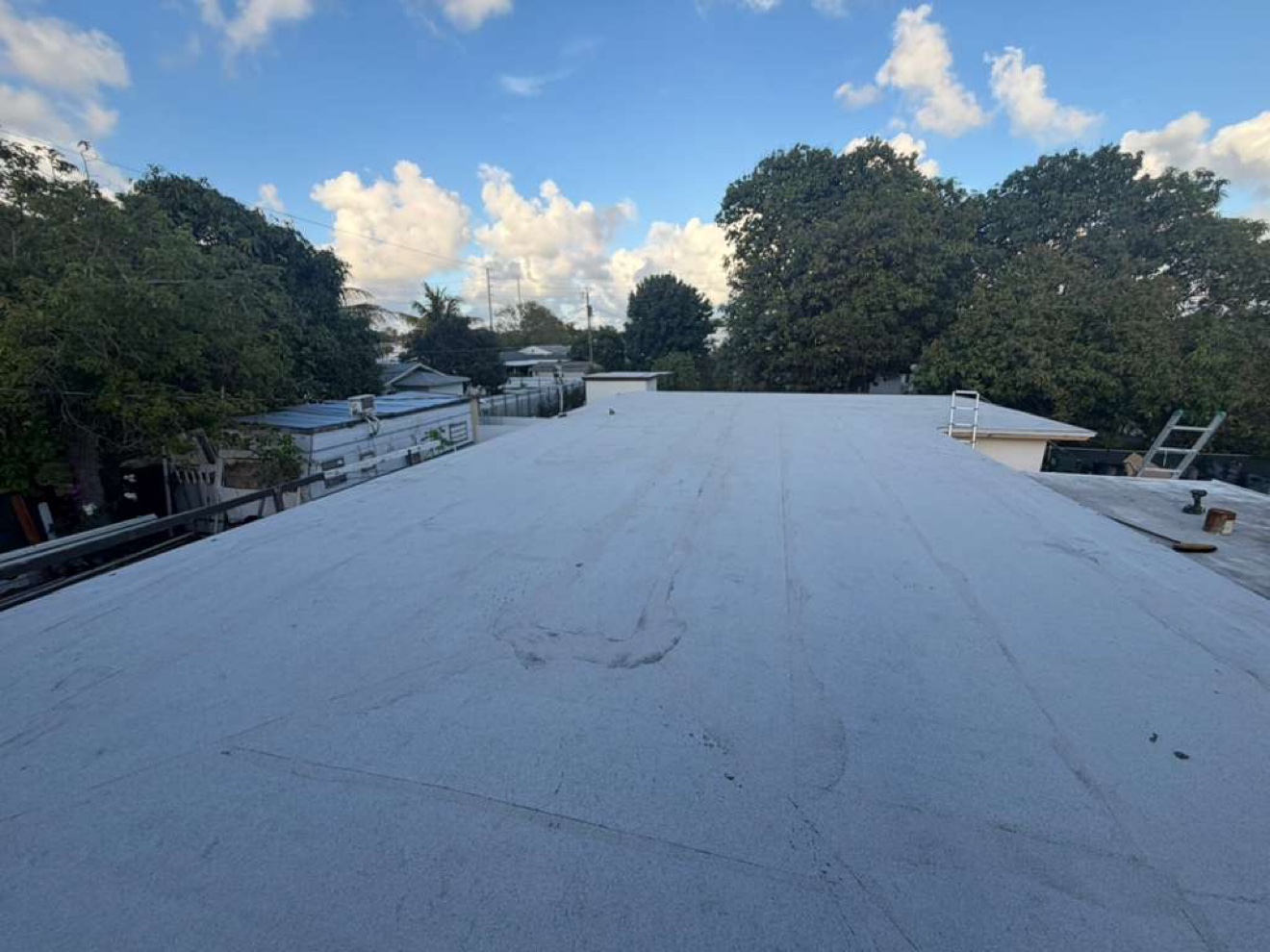 Finished flat roof, wide aerial-style view