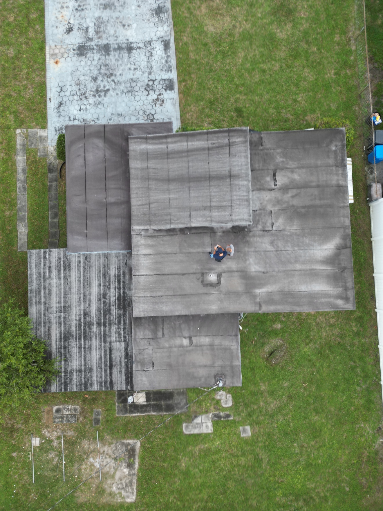 Aerial of a finished flat roof without insulation