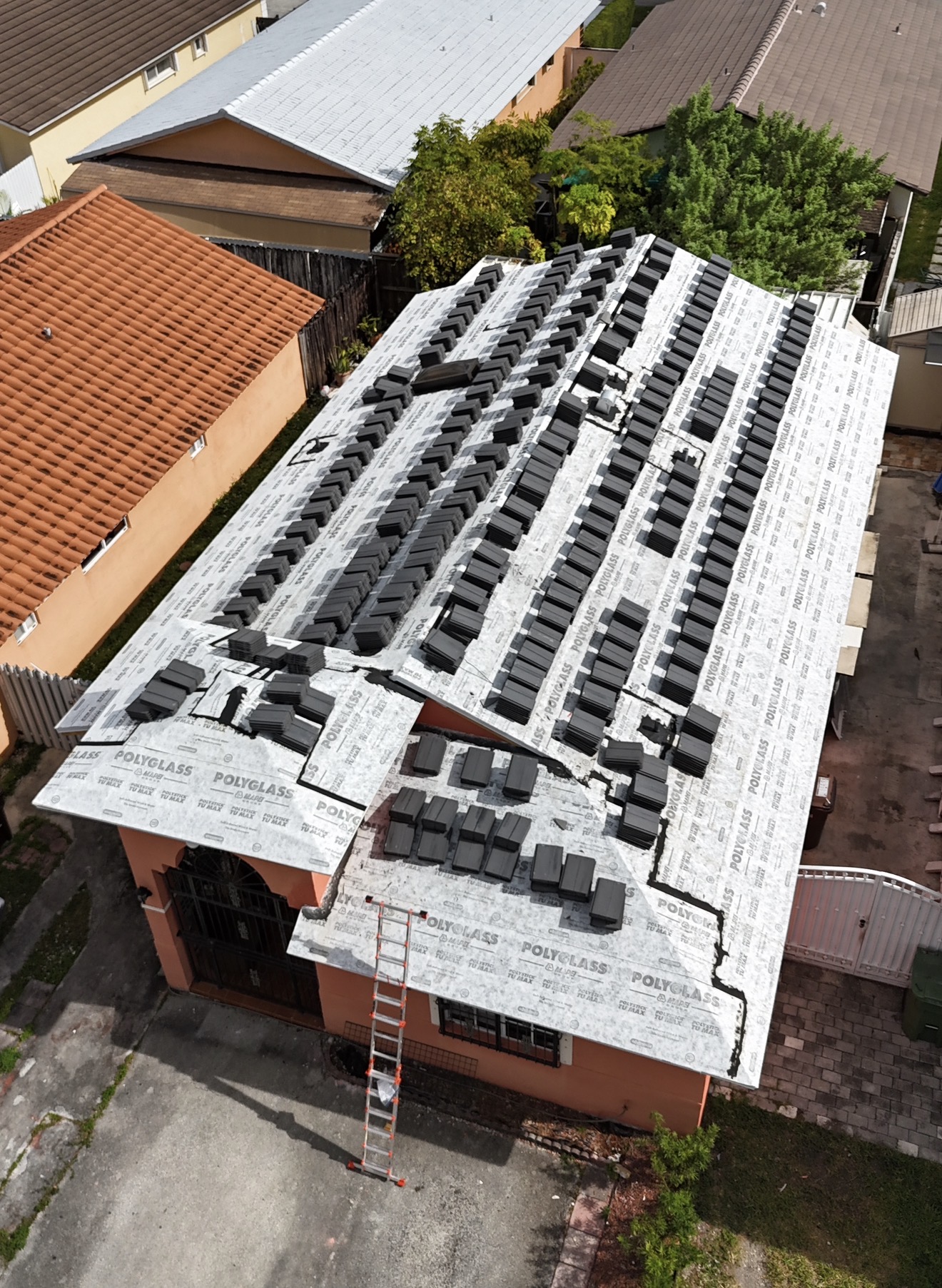 RE Builders roofing work in progress